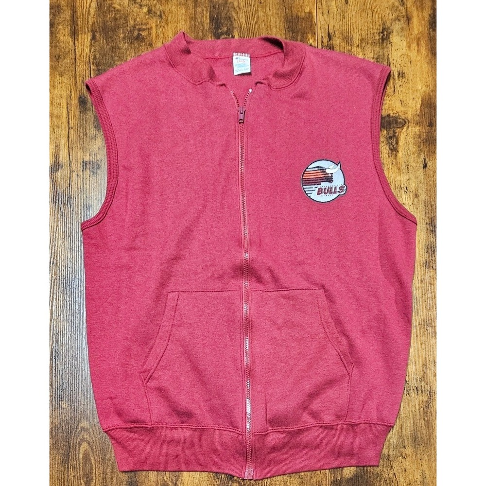 Vintage Champion USFL Jacksonville Bulls Full Zip Sweatshirt Vest Red Mens L